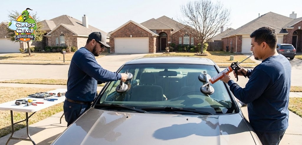 Technicians Replacing Windshield in Garland TX