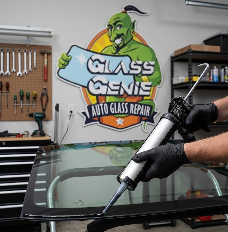 Glue Application on a Windshield in Garland TX