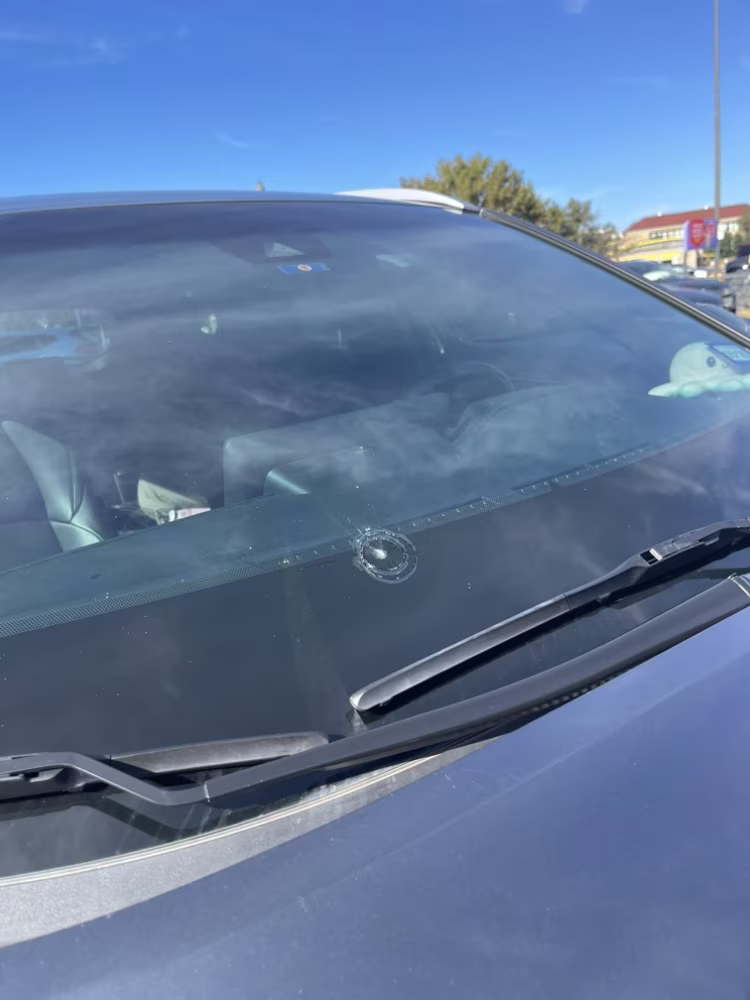 Chipped or cracked windshield ready to replace